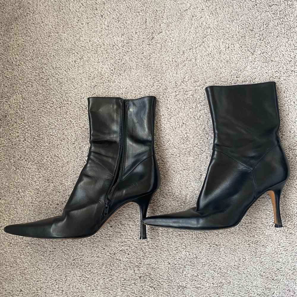 60% OFF ALDO Black Leather High Heel Ankle Boots 9 US